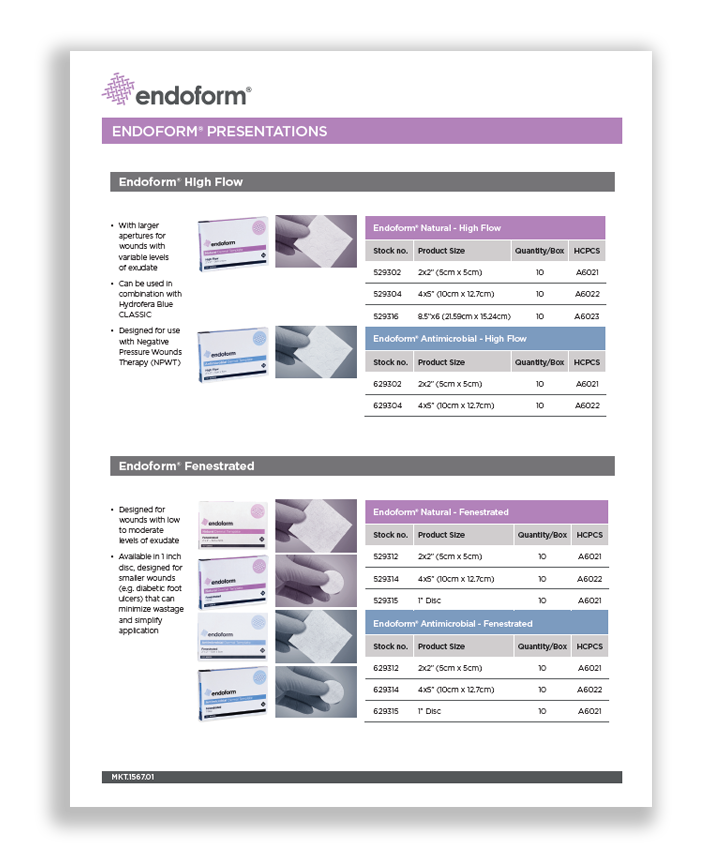 Endoform™ Natural Large High Flow & Endoform™ Presentations Aroa